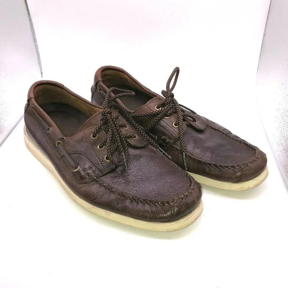 Cole Haan Harpswell Mens Size 9.5 Brown Leather 3 Eye Casual Boat Shoes C28865